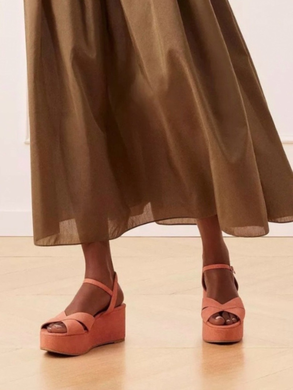 NIB STUART WEITZMAN Carmen Midi Wedge Terracotta Suede Women’s 7.5